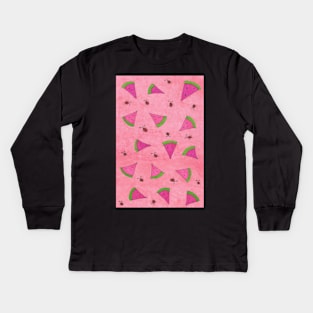 Watermelons and Lady Bugs Kids Long Sleeve T-Shirt